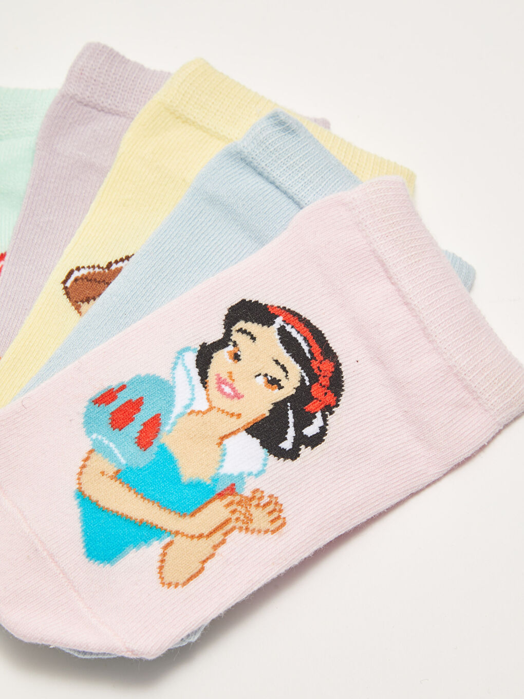 Disney Princess Patterned Girl's Booties Socks 5 Pack-2
