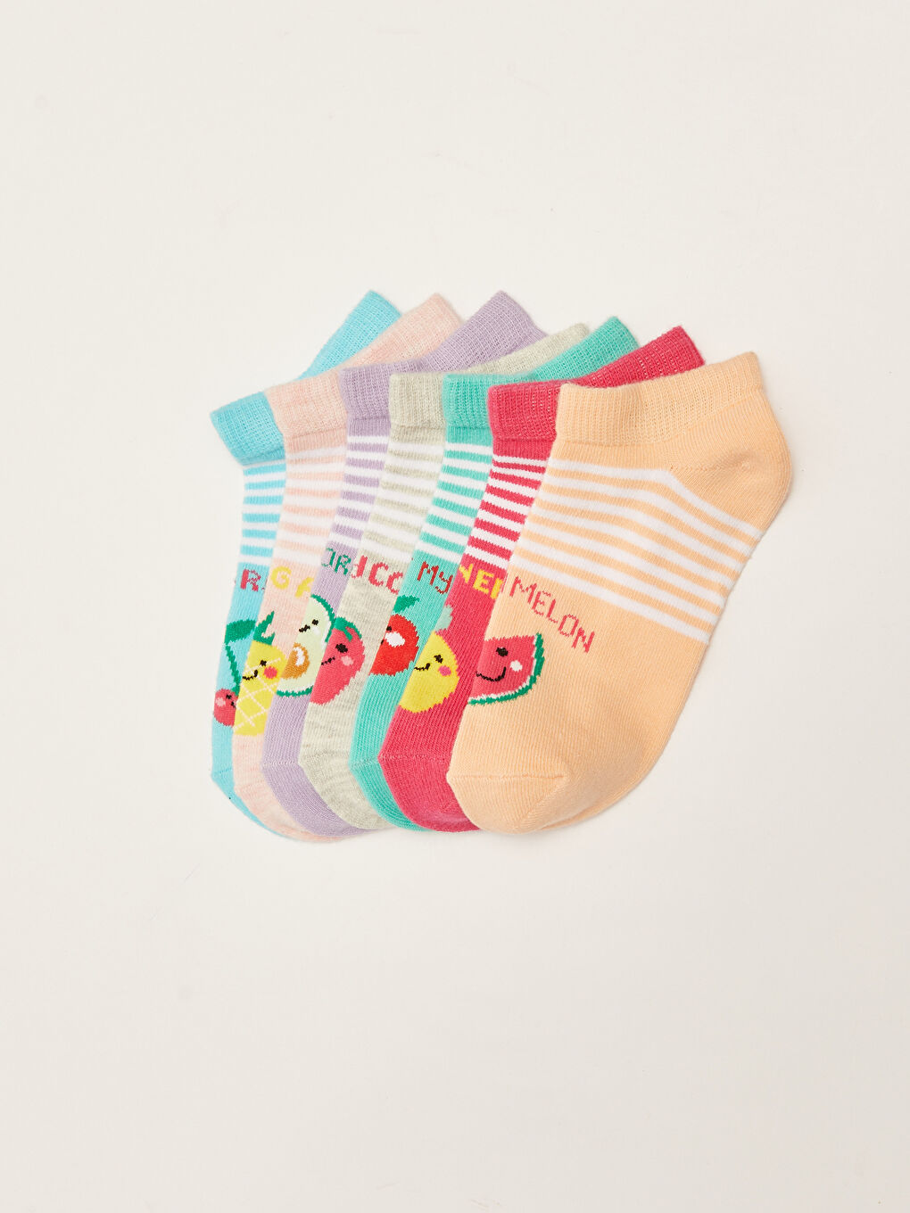 Patterned Girls' Trainer Socks 7 Pack