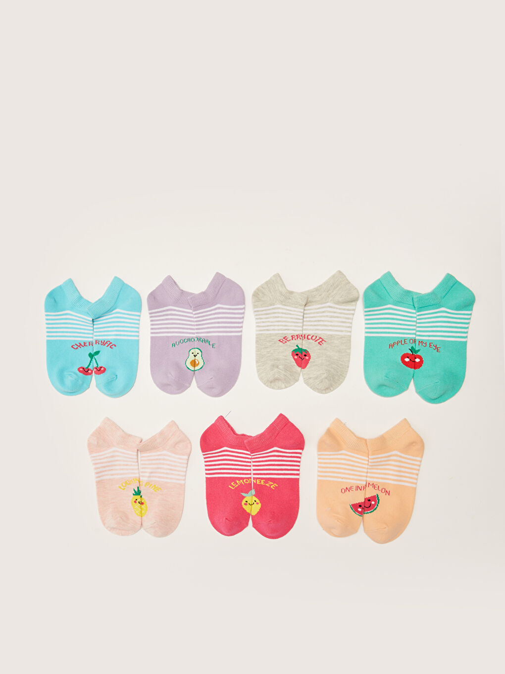 Patterned Girls' Trainer Socks 7 Pack-1