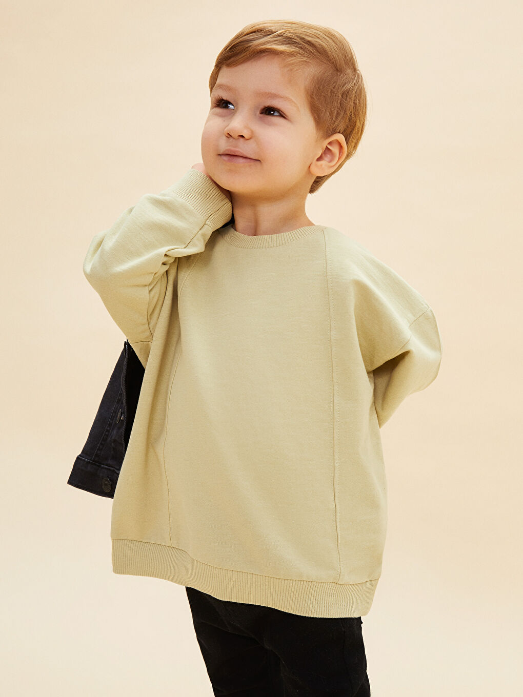 Yeşil Bisiklet Yaka Uzun Kollu Baskılı Erkek Bebek Sweatshirt-1