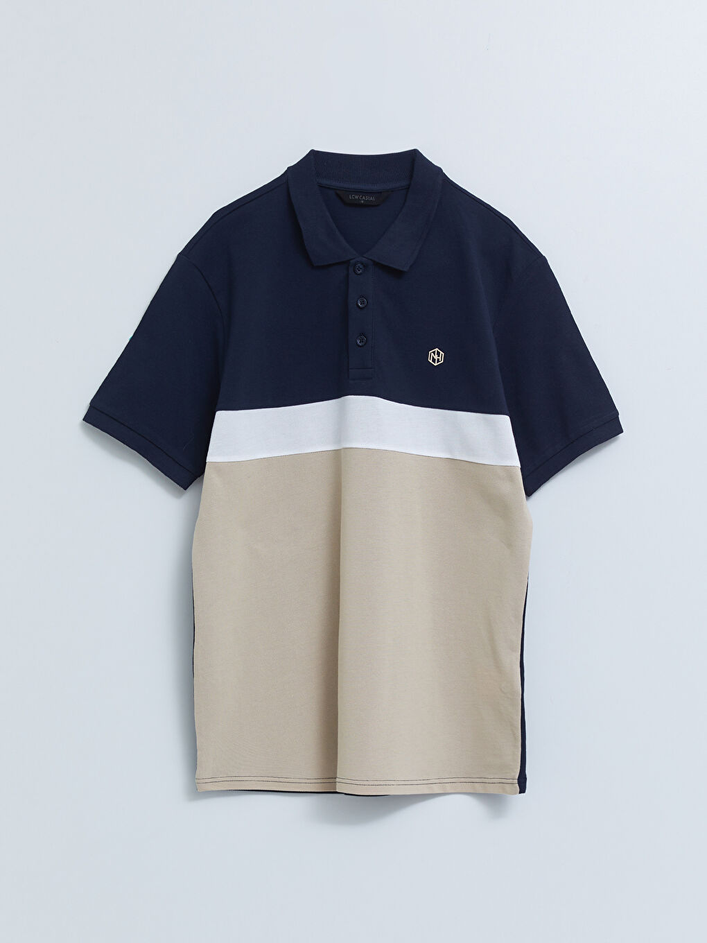 Polo Neck Short Sleeve Color Block Men's T-Shirt-5