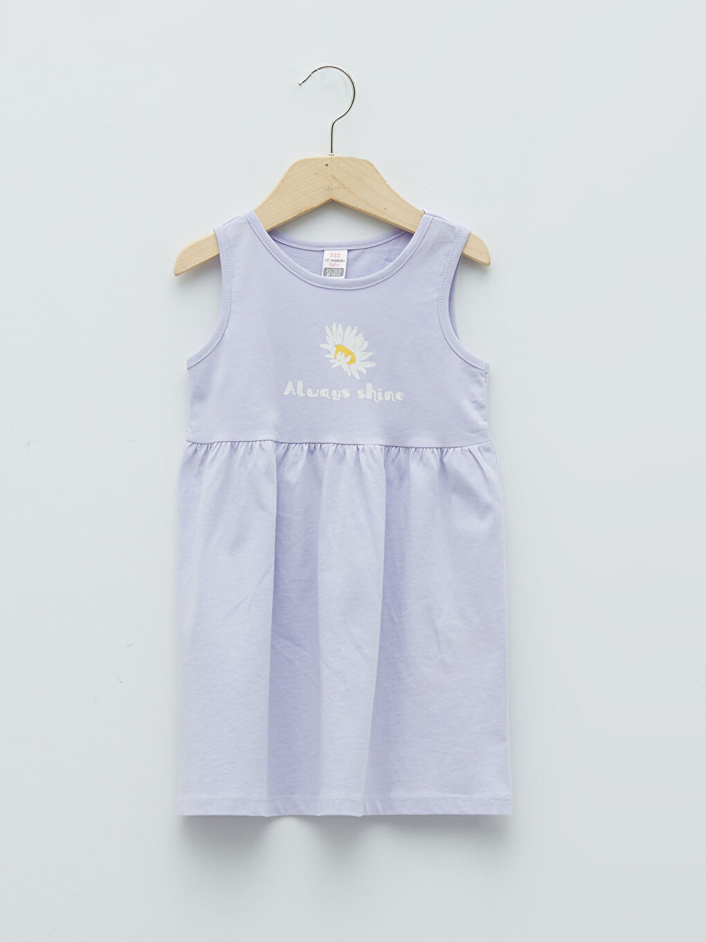 LCW baby Lila Bisiklet Yaka Baskılı Kız Bebek Elbise
