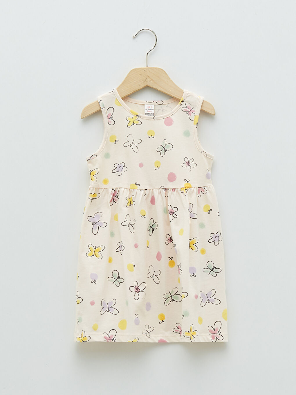 Crew Neck Printed Baby Girls' Dress