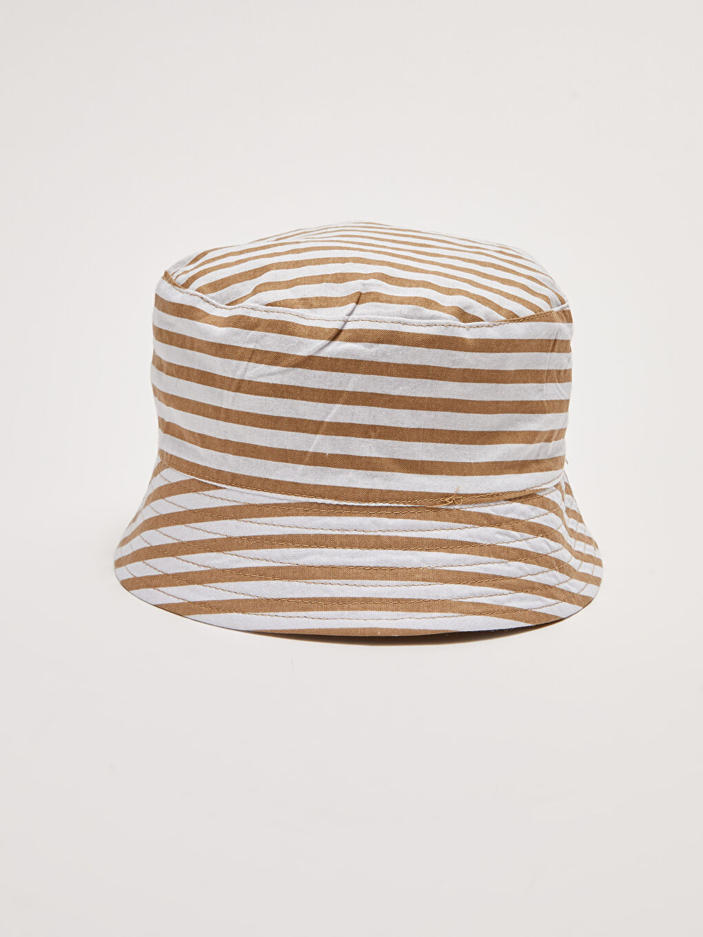 Bej Baskılı Erkek Bebek Çift Taraflı Şapka-2