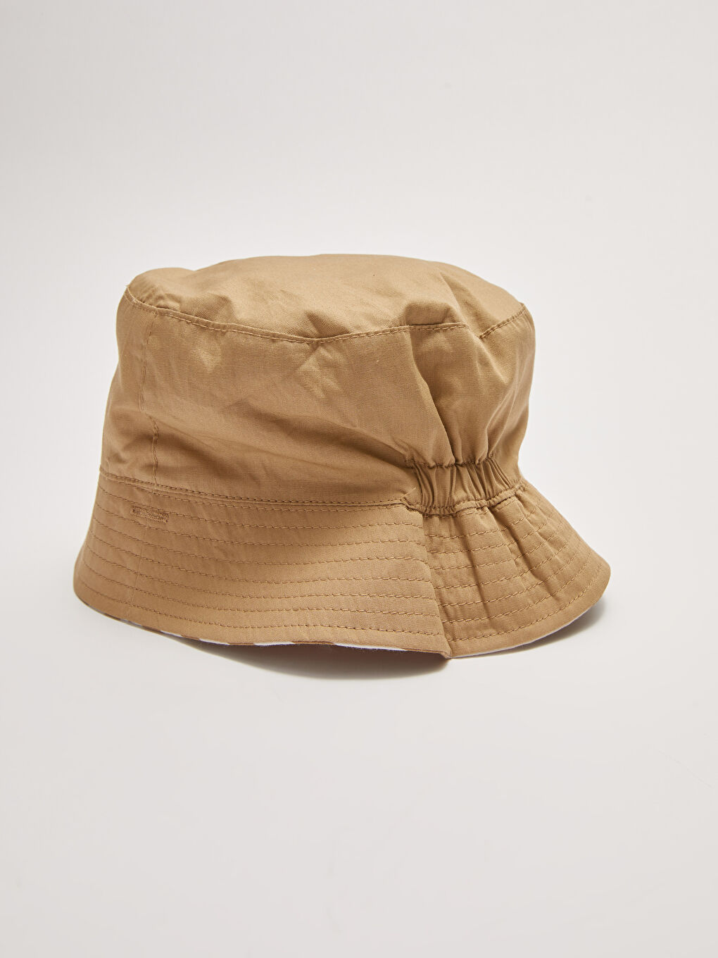 Bej Baskılı Erkek Bebek Çift Taraflı Şapka-3