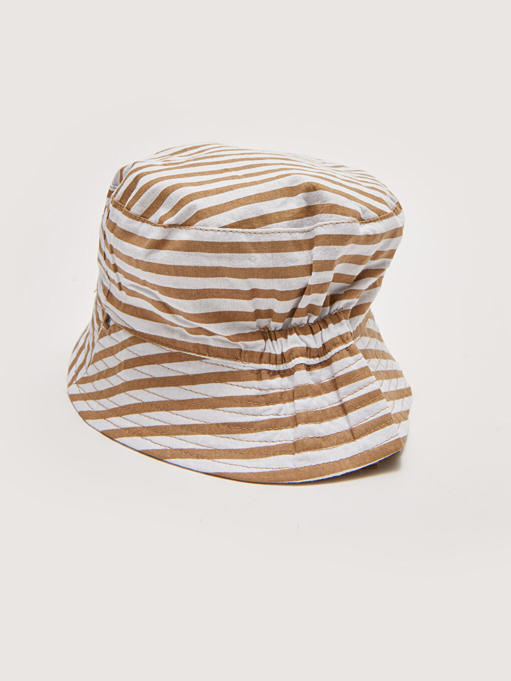 Bej Baskılı Erkek Bebek Çift Taraflı Şapka-4