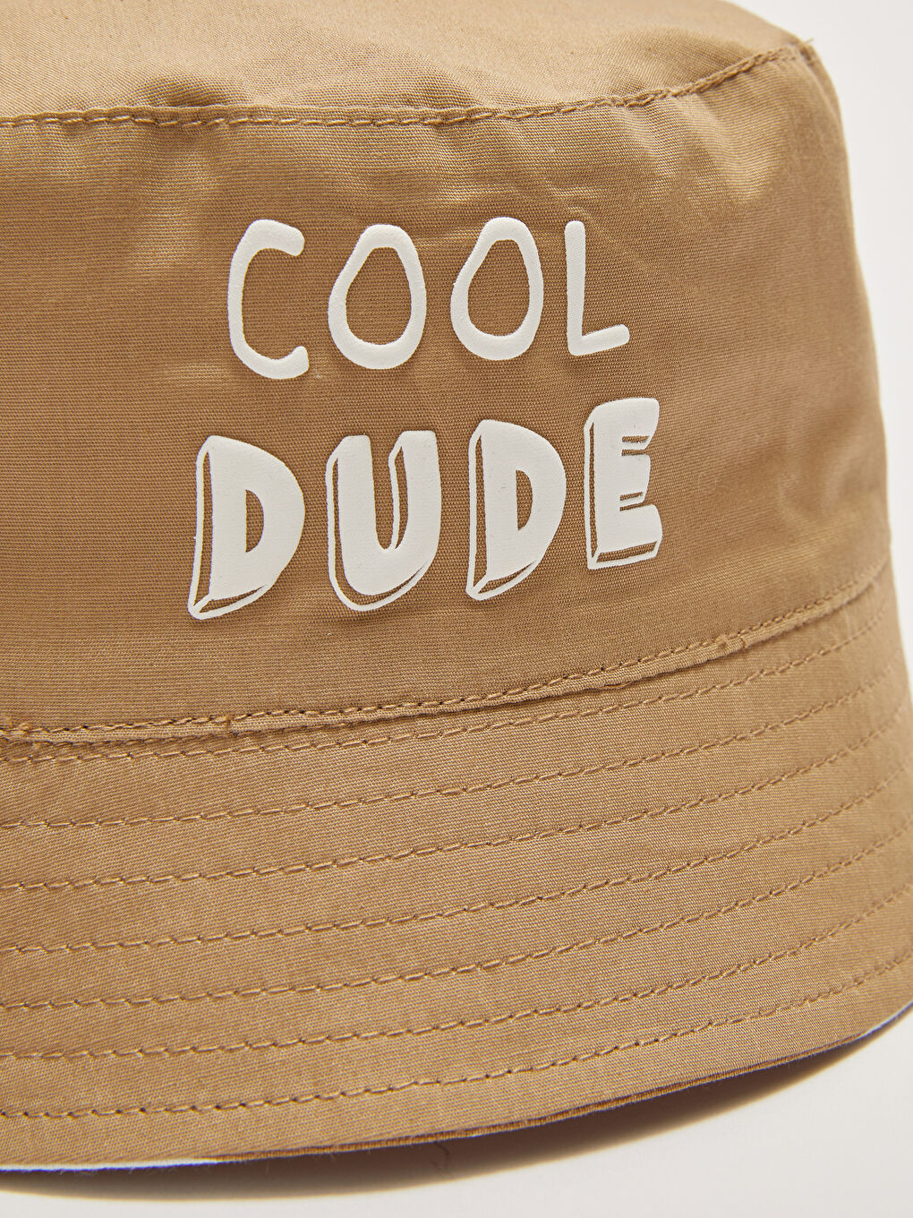 Bej Baskılı Erkek Bebek Çift Taraflı Şapka-5