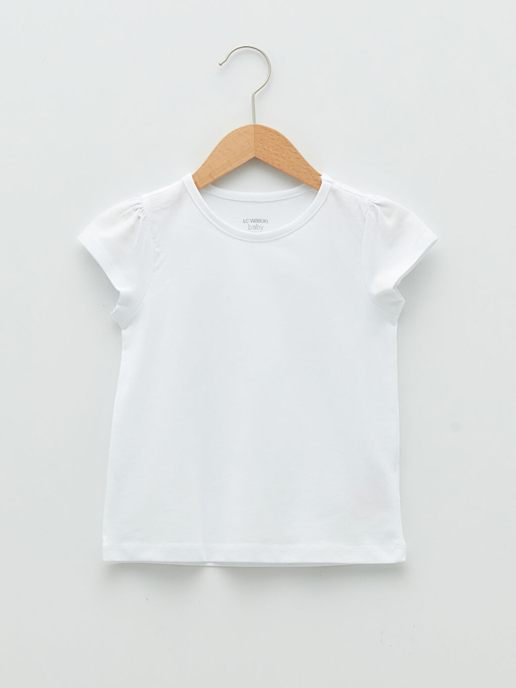 تيشيرت بناتي بياقة دائرية وكم قصير سادة - قطعتين-1