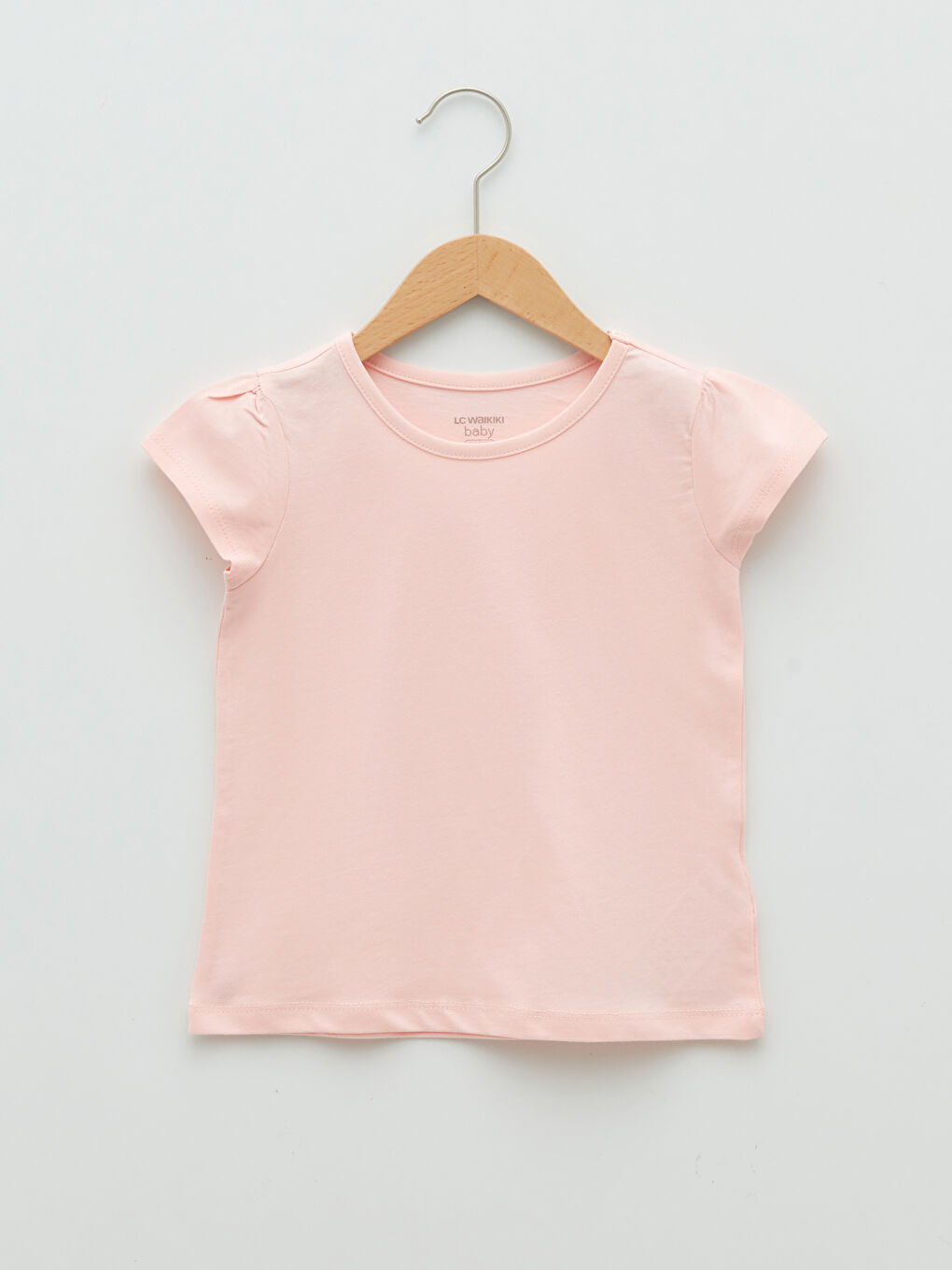 تيشيرت بناتي بياقة دائرية وكم قصير سادة - قطعتين-3