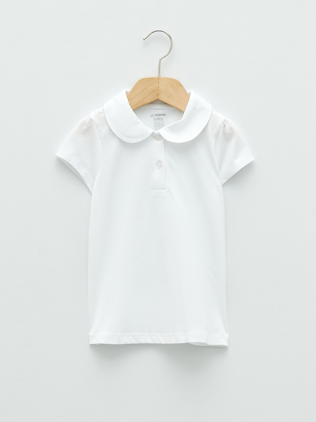 T-shirt E Thjeshtë Me Jakë Bebe Dhe Mëngë Të Shkurtra Për Vajza Të Vogla