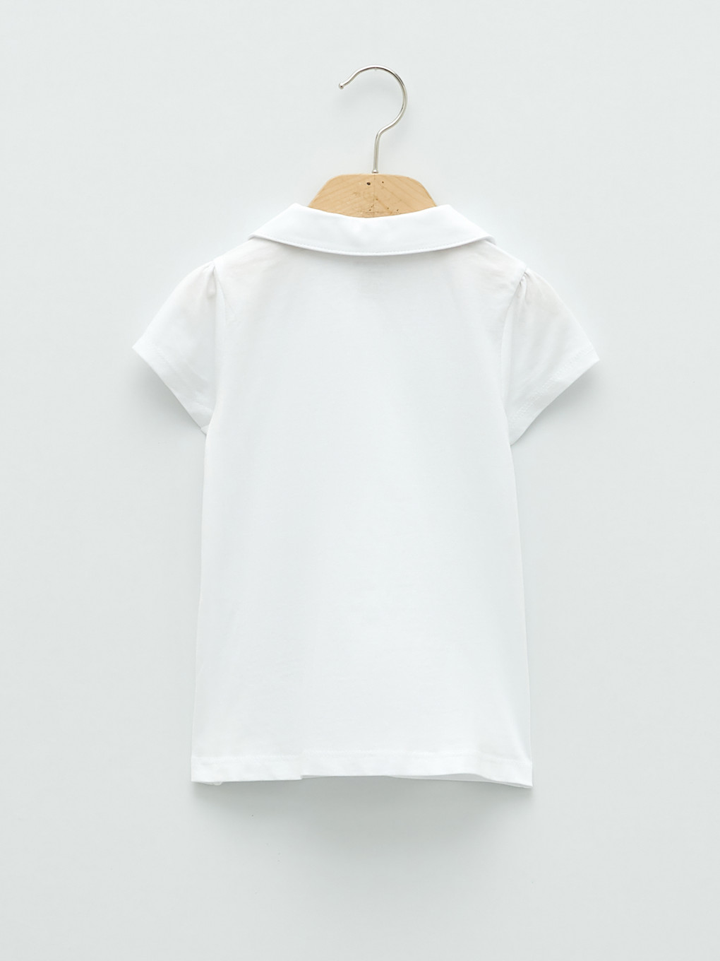 T-shirt E Thjeshtë Me Jakë Bebe Dhe Mëngë Të Shkurtra Për Vajza Të Vogla-1
