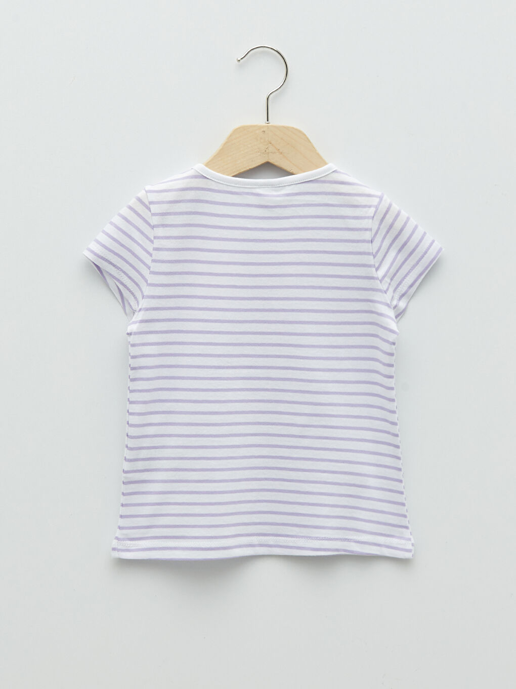 Crew Neck Short Sleeve Striped Cotton Baby Girl T-Shirt-1