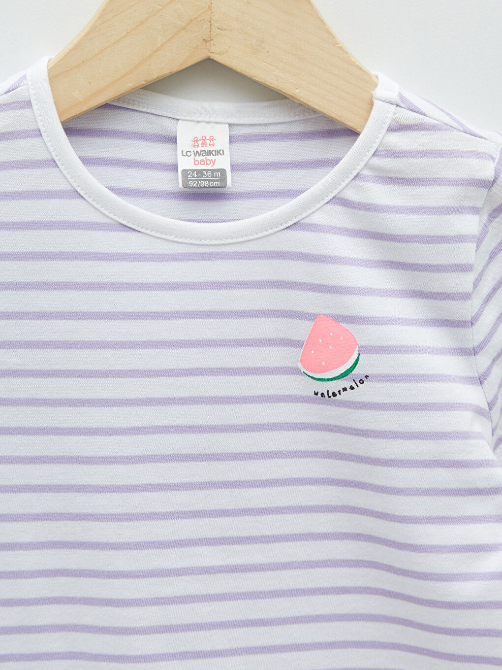 Crew Neck Short Sleeve Striped Cotton Baby Girl T-Shirt-2