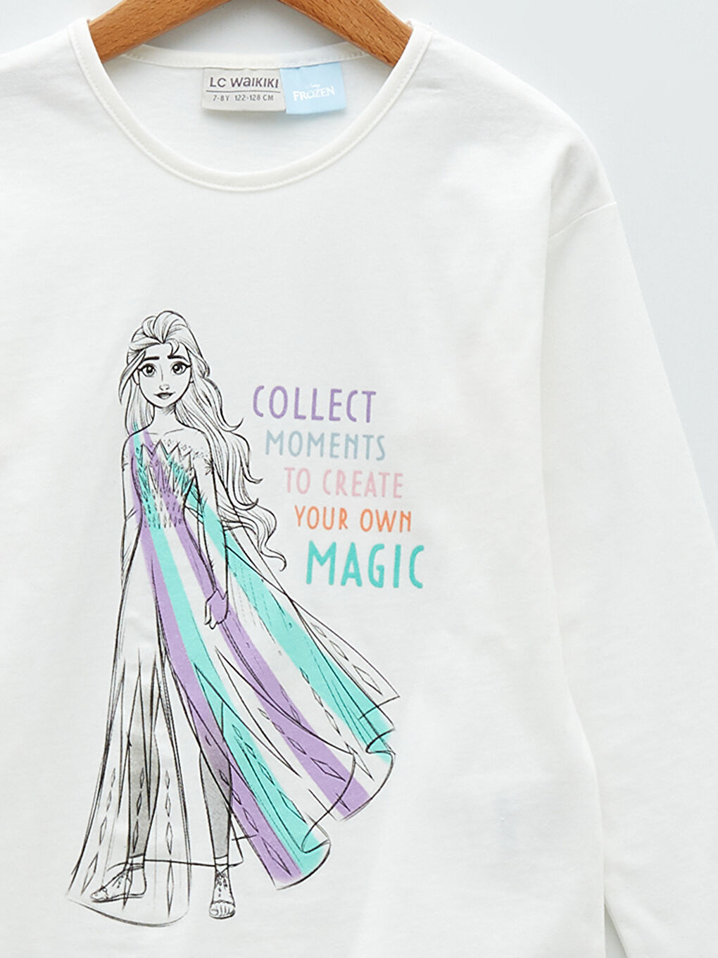 Crew Neck Elsa Printed Long Sleeve Girls' T-Shirt-2