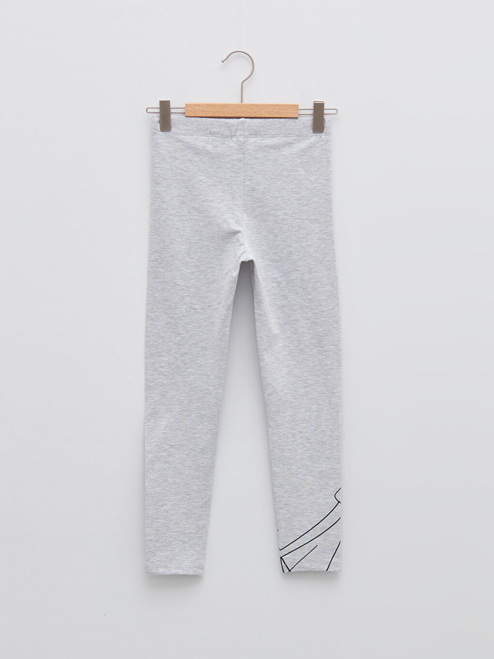 Gri Beli Lastikli Elsa Baskılı Kız Çocuk Uzun Tayt-1