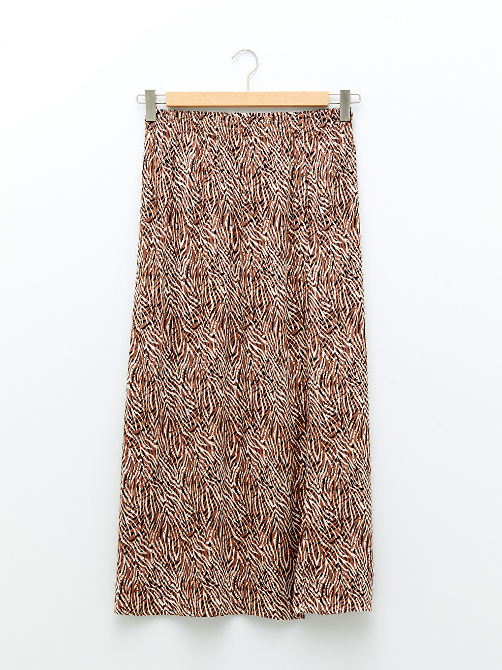 Elastic Waist Patterned A-Cut Viscose Women's Skirt-5