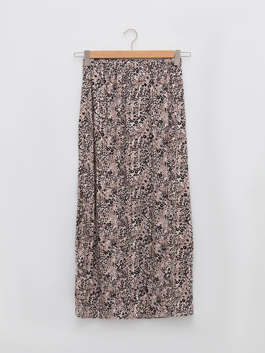 Bej Beli Lastikli Desenli A Kesim Belmando Kumaş Kadın Etek-6