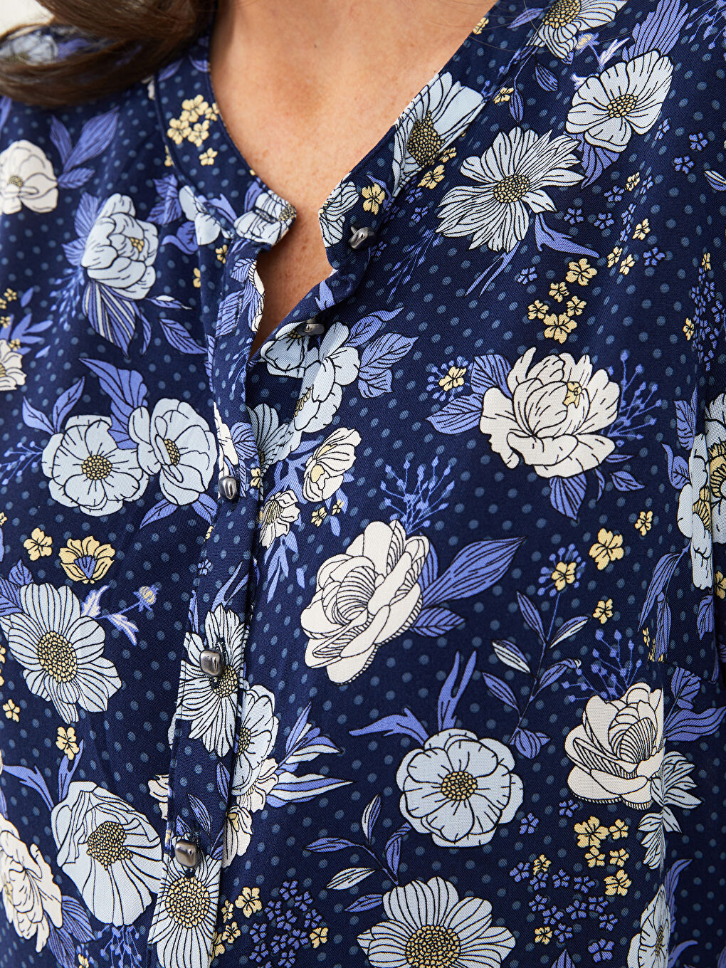 LCW Grace Crew Neck Floral Long Sleeve Viscose Women's Tunic -S25604Z8-LSJ
