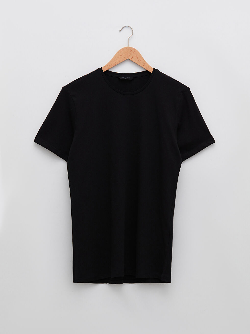 Siyah Bisiklet Yaka Kısa Kollu Basic Penye Erkek Tişört-5