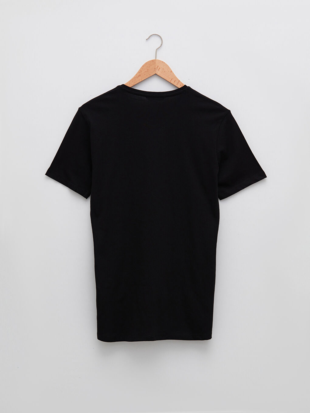 Siyah Bisiklet Yaka Kısa Kollu Basic Penye Erkek Tişört-6