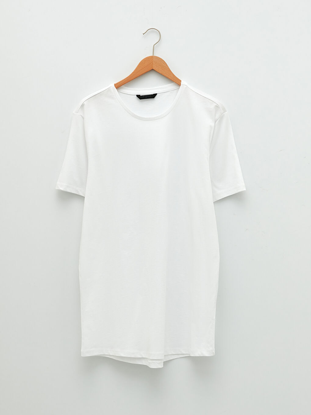 Beyaz Bisiklet Yaka Kısa Kollu Basic Penye Erkek Tişört-5