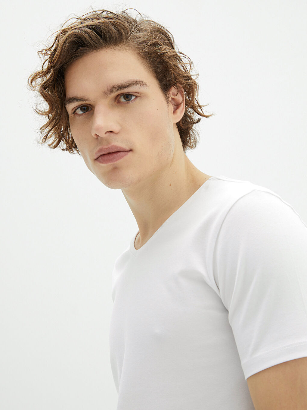V Neck Short Sleeve Basic Cotton Men's T-shirt -S25611Z8-Q6K