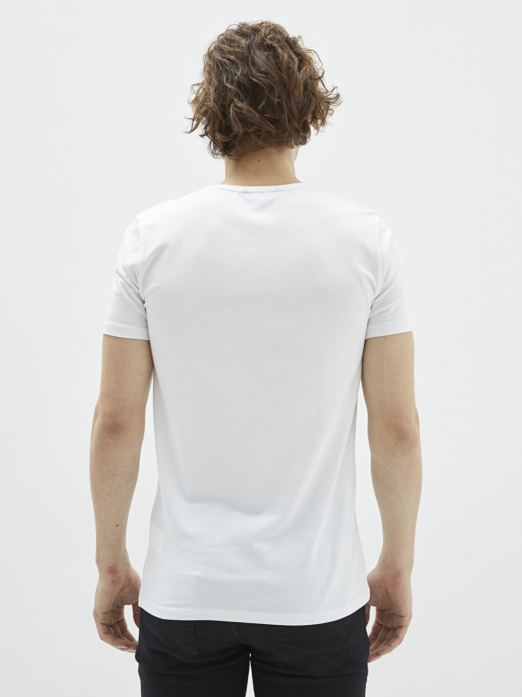 V Neck Short Sleeve Basic Cotton Men's T-shirt -S25611Z8-Q6K
