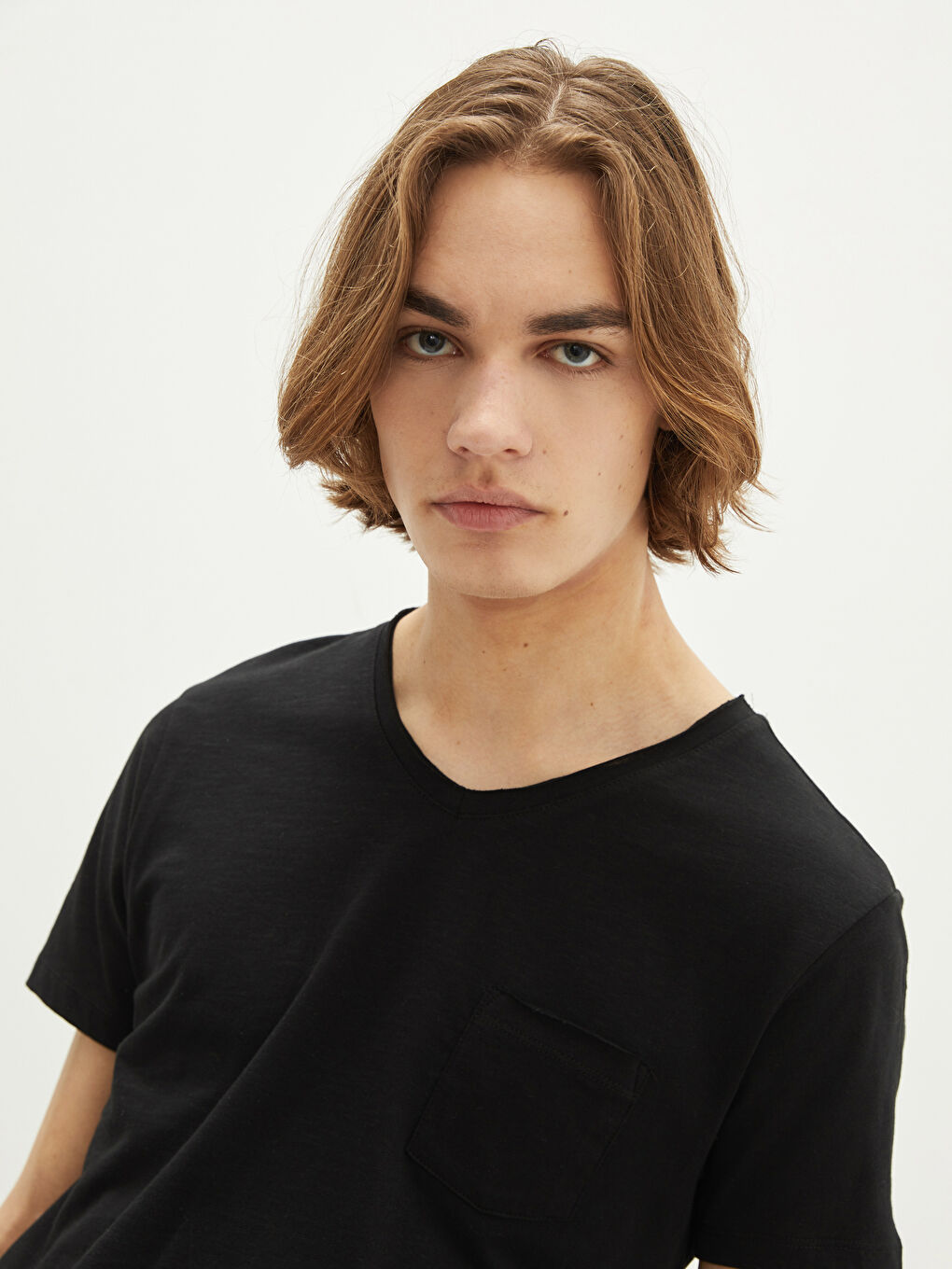 V Neck Short Sleeve Basic Cotton Men's T-shirt-1