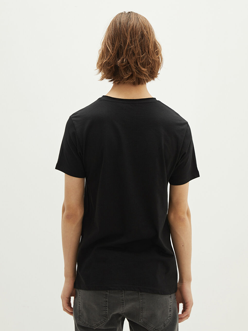 V Neck Short Sleeve Basic Cotton Men's T-shirt-4