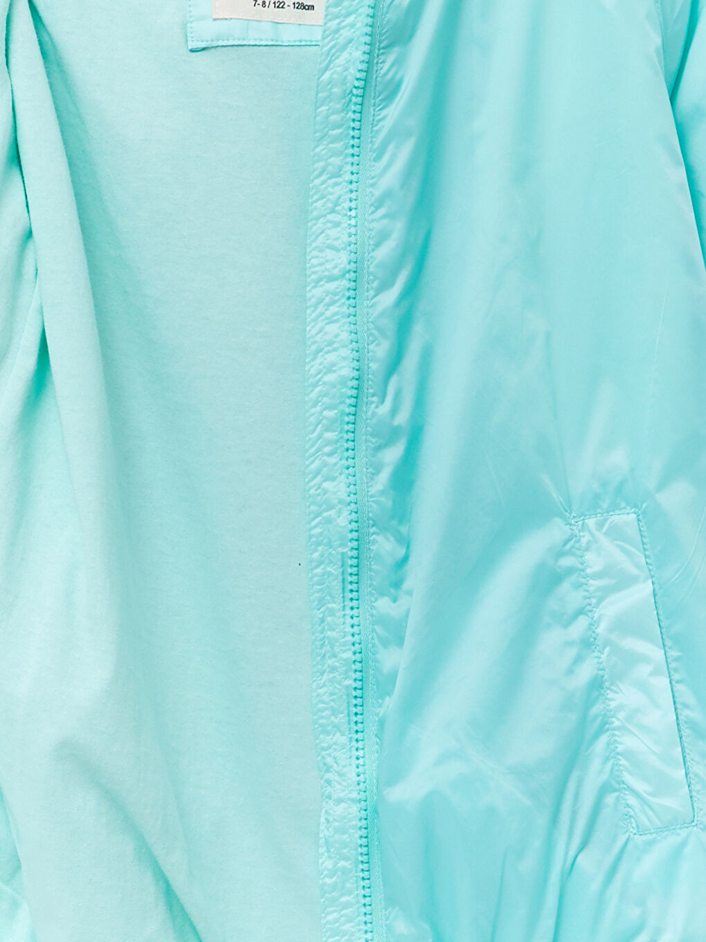 Turkuaz Kapüşonlu Baskılı Kız Çocuk Mont ve Mont Torbası-3