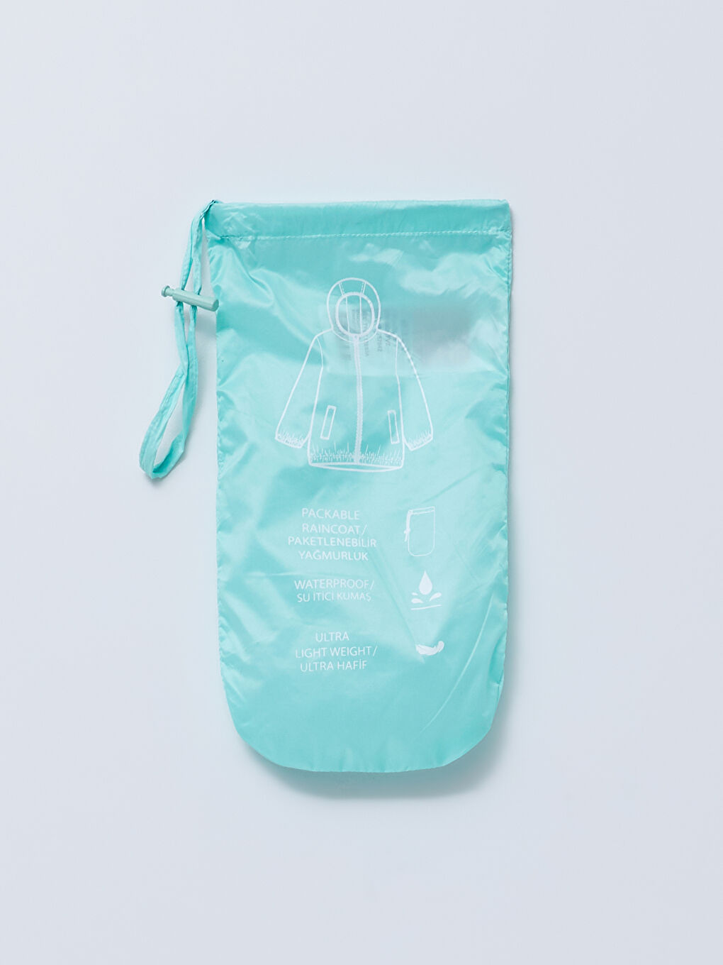 Turkuaz Kapüşonlu Baskılı Kız Çocuk Mont ve Mont Torbası-5