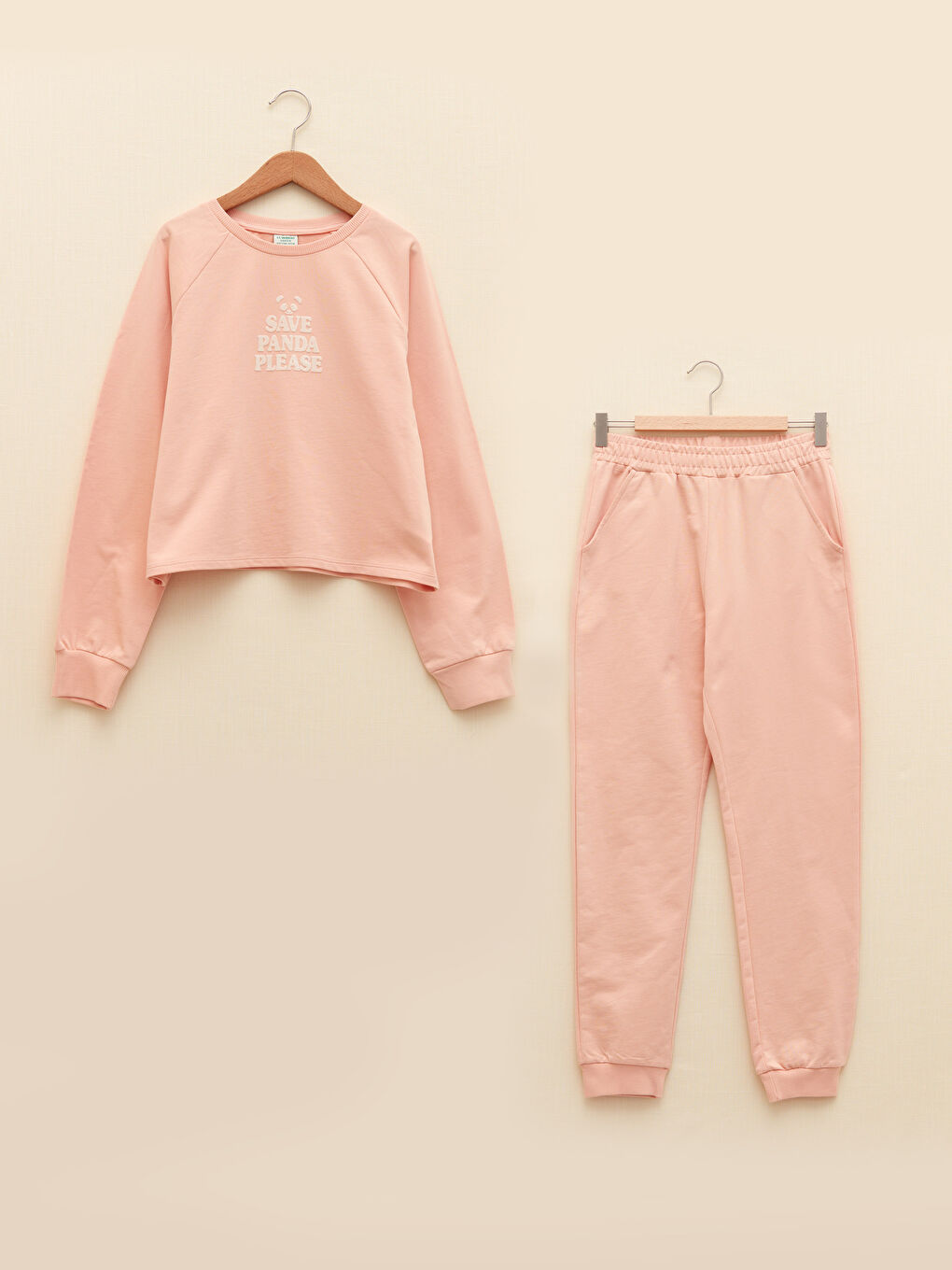 Crew Neck Printed Long Sleeve Girls' Sweatshirt and Sweatpants -S25663Z4-FME