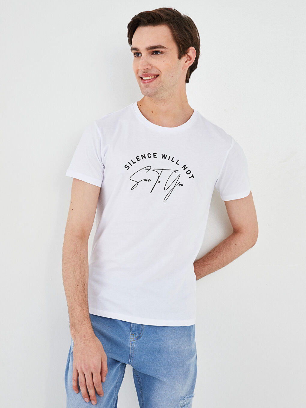 Crew Neck Short Sleeve Printed Combed Cotton Men's T-shirt