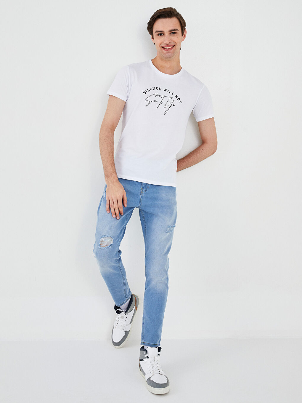 Crew Neck Short Sleeve Printed Combed Cotton Men's T-shirt-2