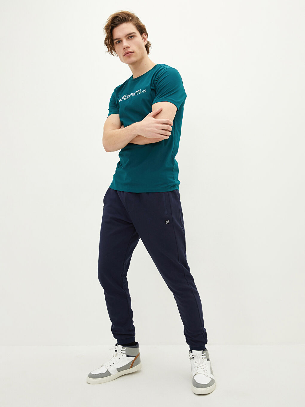 Yeşil Bisiklet Yaka Kısa Kollu Baskılı Penye Erkek Tişört