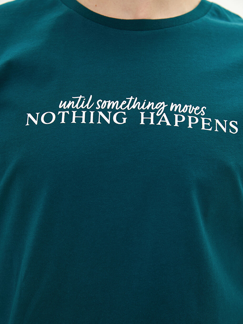 Yeşil Bisiklet Yaka Kısa Kollu Baskılı Penye Erkek Tişört-3