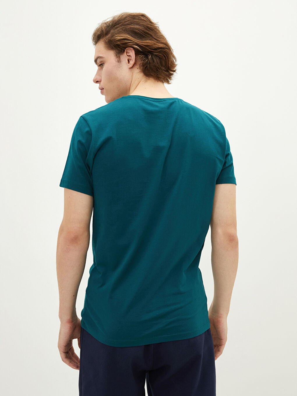 Yeşil Bisiklet Yaka Kısa Kollu Baskılı Penye Erkek Tişört-4