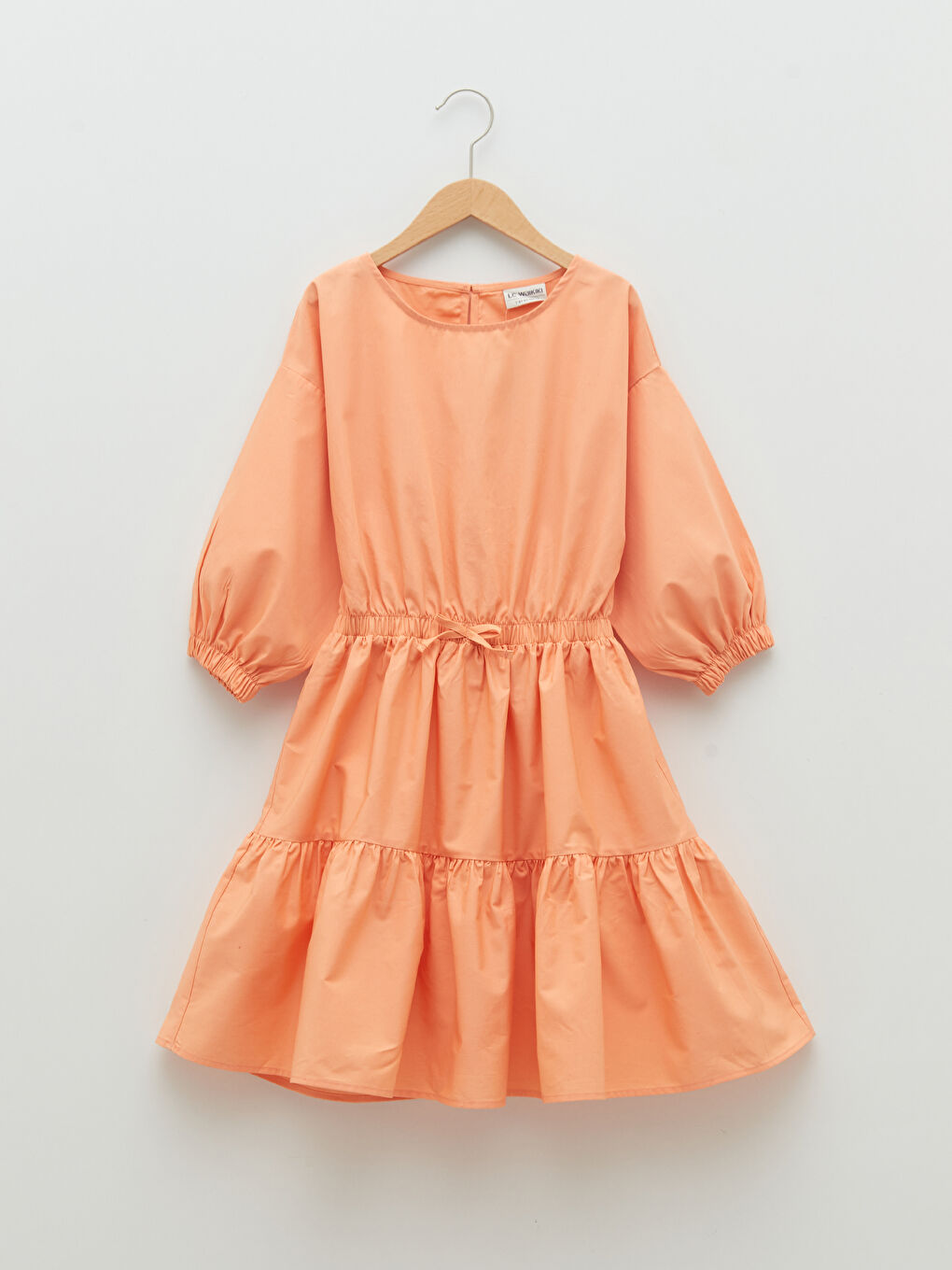 Mercan Bisiklet Yaka Basic Kısa Kollu Poplin Kız Çocuk Elbise