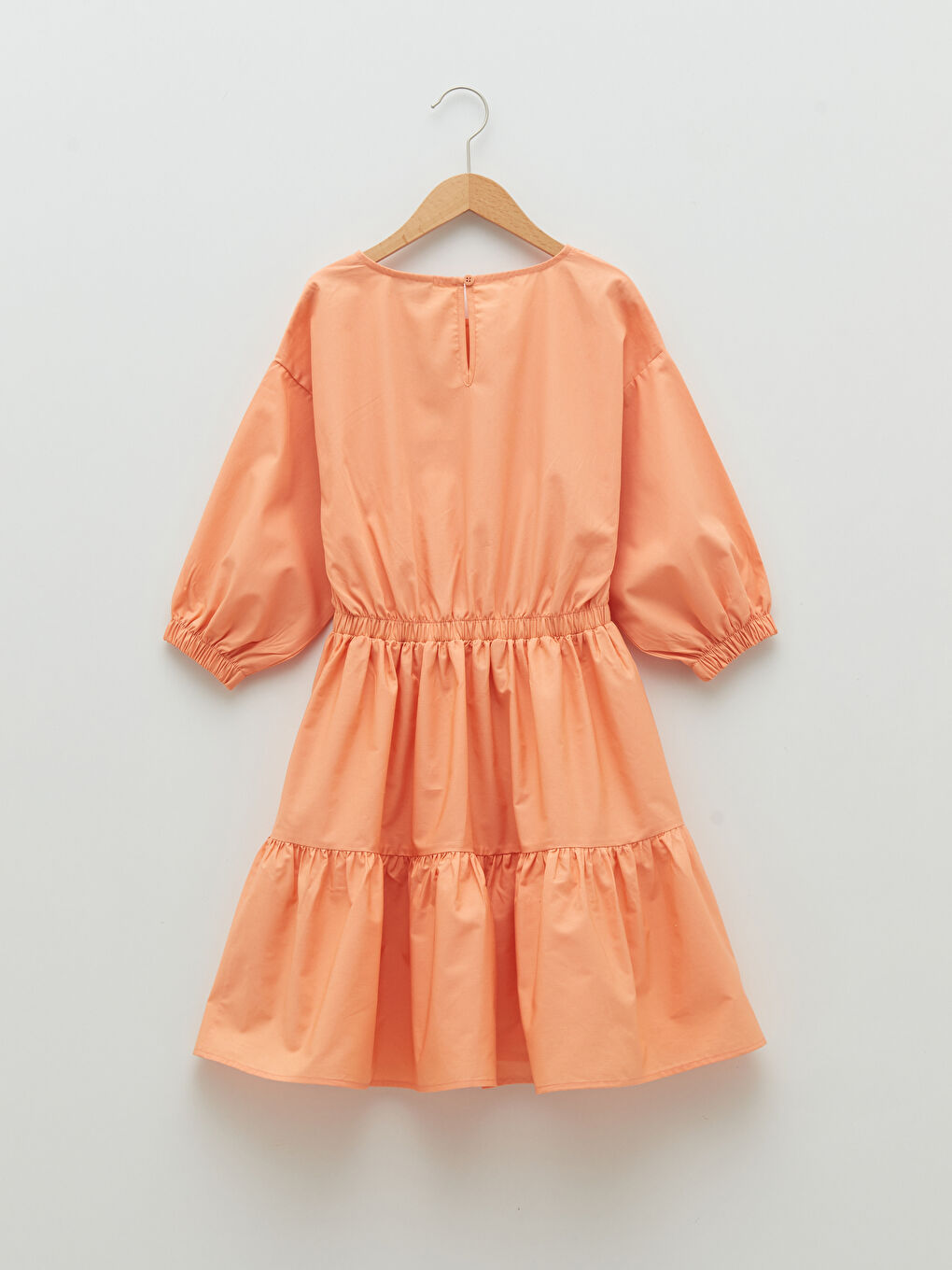 Mercan Bisiklet Yaka Basic Kısa Kollu Poplin Kız Çocuk Elbise-1