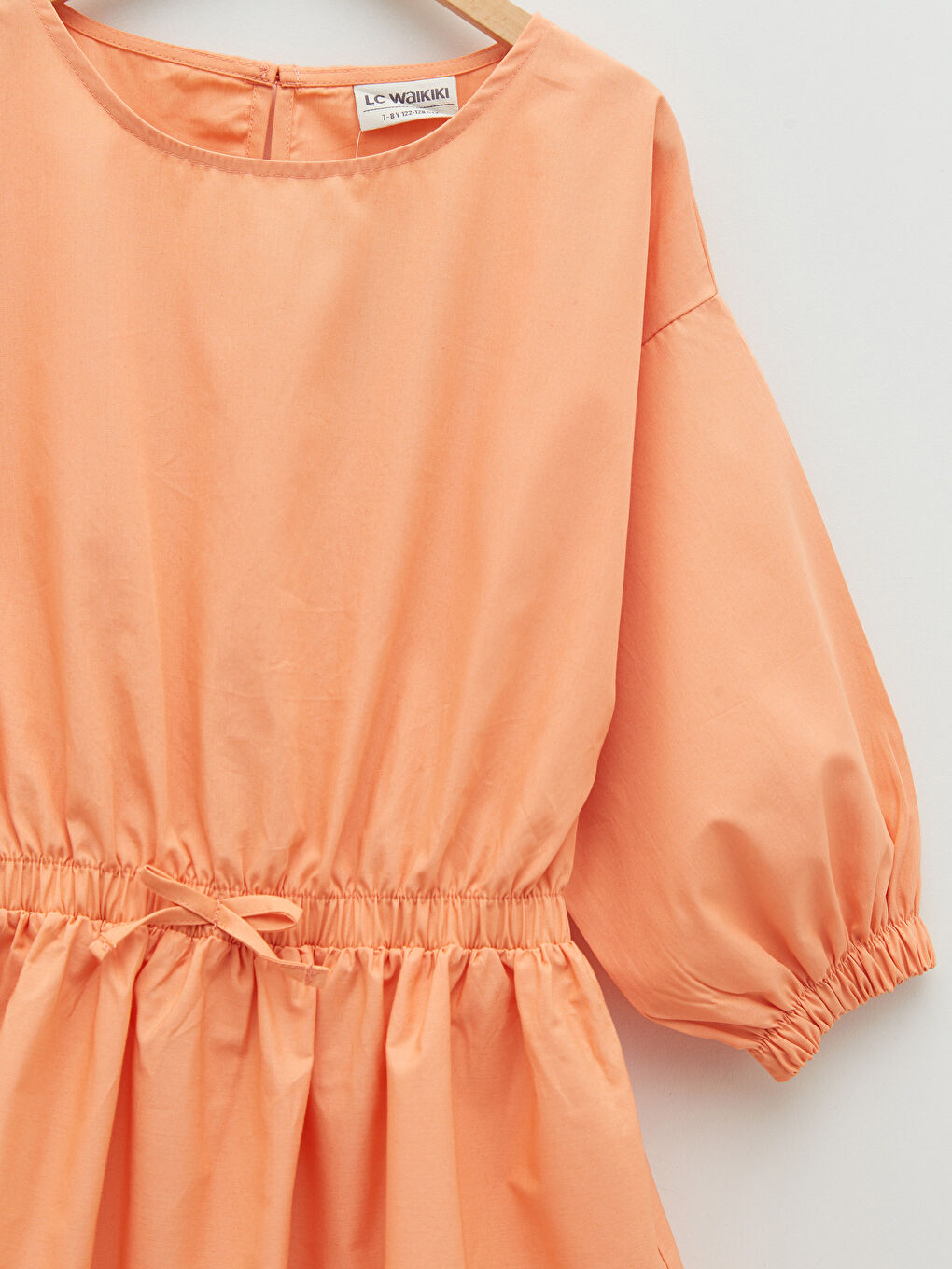 Mercan Bisiklet Yaka Basic Kısa Kollu Poplin Kız Çocuk Elbise-2