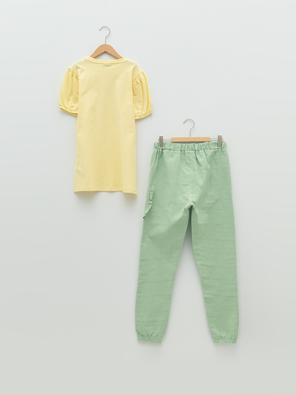 Crew Neck Printed Short Sleeve Girls' T-shirt And Trousers-1