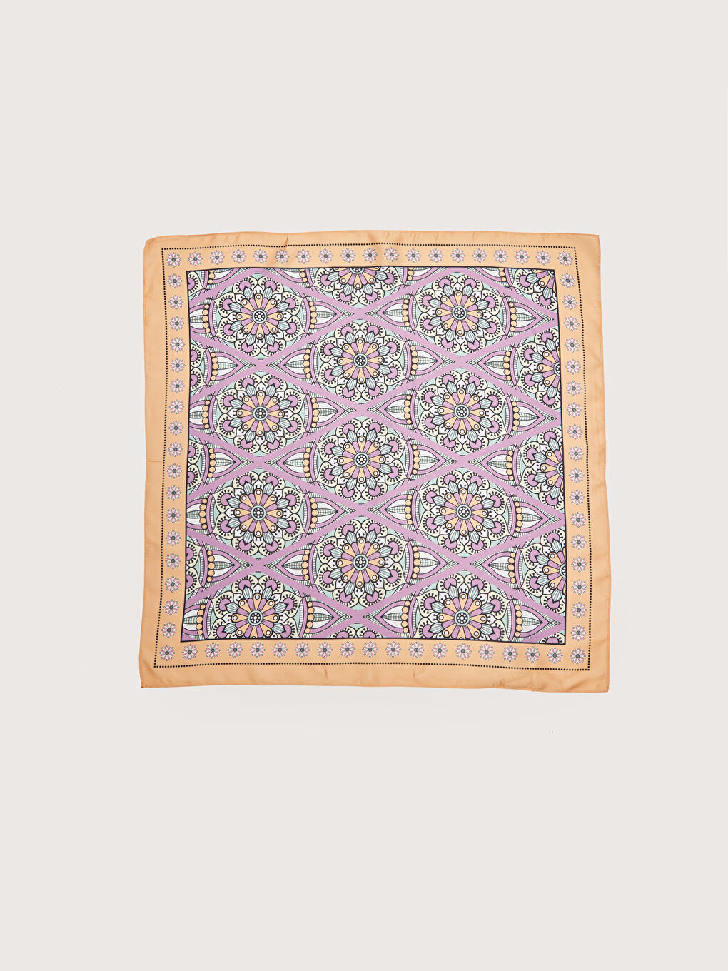 Turuncu Pamuklu Desenli Kadın Bandana-4