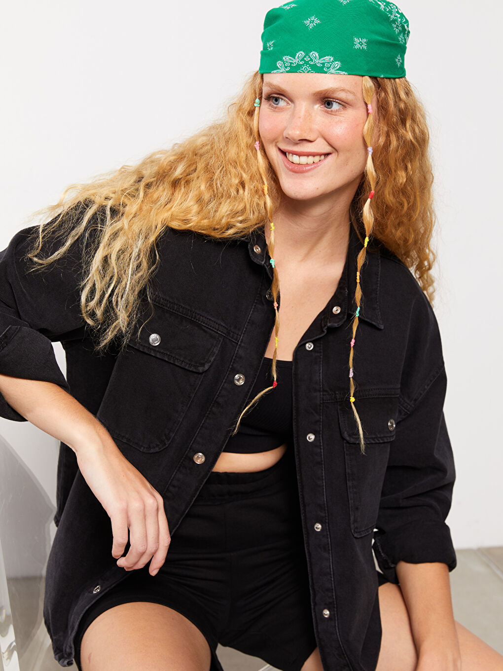 Yeşil Desenli Kadın Bandana