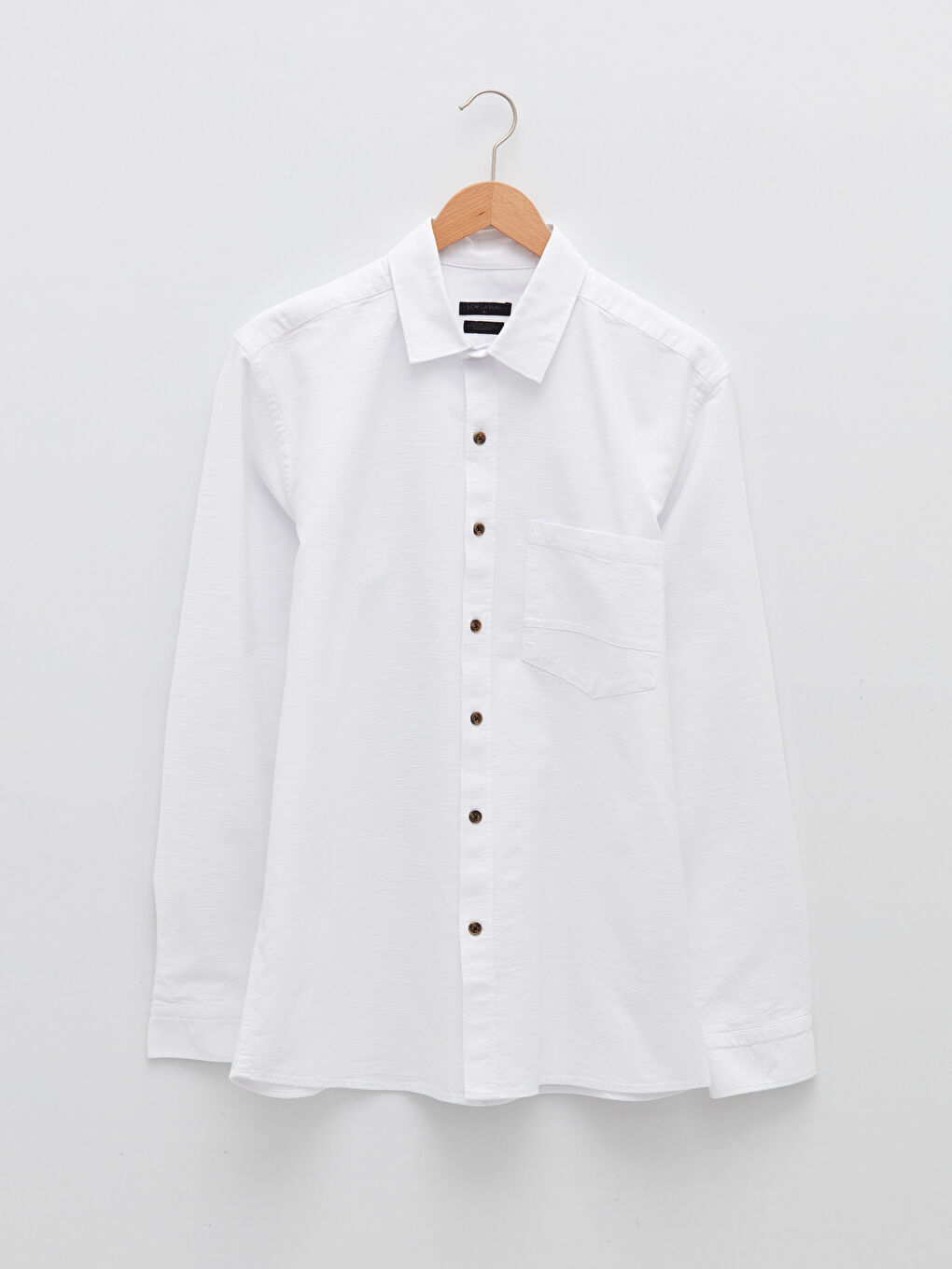 Beyaz Regular Fit Uzun Kollu Armürlü Erkek Gömlek-5