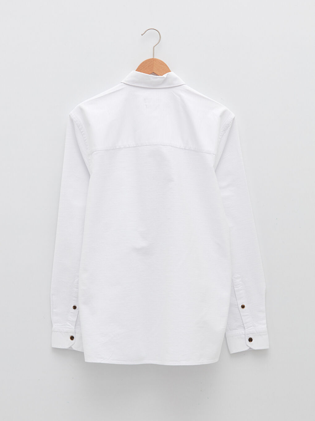 Beyaz Regular Fit Uzun Kollu Armürlü Erkek Gömlek-6