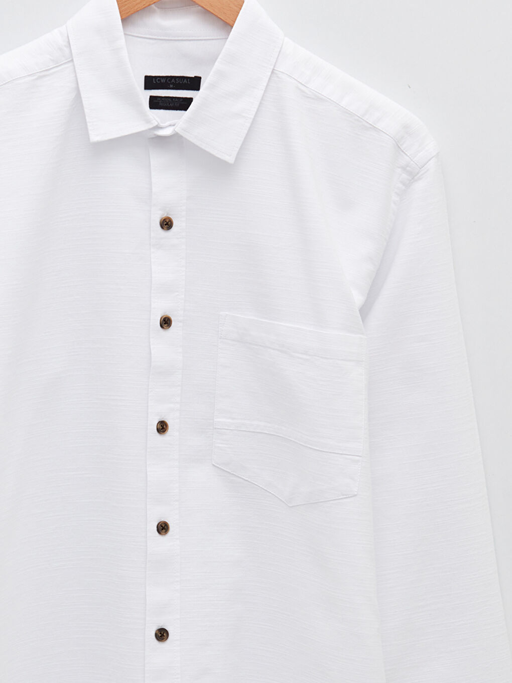 Beyaz Regular Fit Uzun Kollu Armürlü Erkek Gömlek-7
