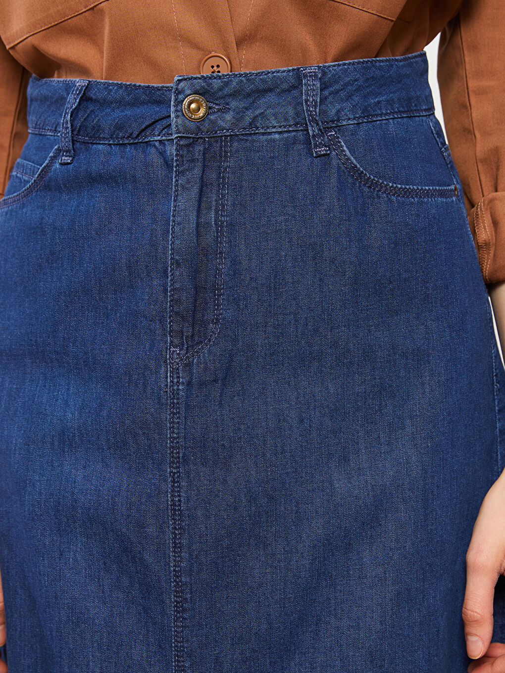 Siyah Standart Fit Düz Cep Detaylı Kadın Rodeo Jean Etek-1