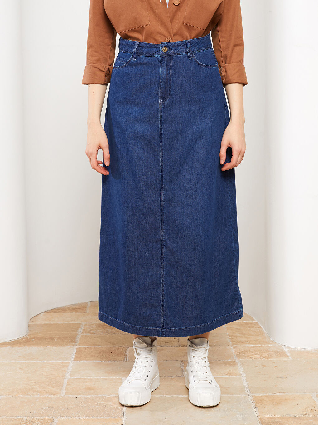 Siyah Standart Fit Düz Cep Detaylı Kadın Rodeo Jean Etek-2