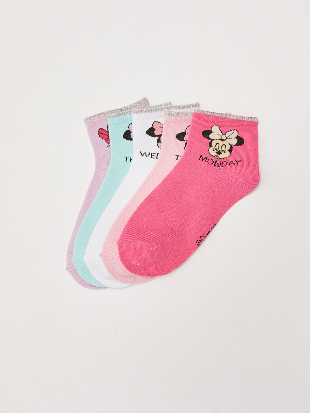 Minnie Mouse Patterned Girl's Socks 5 Pack