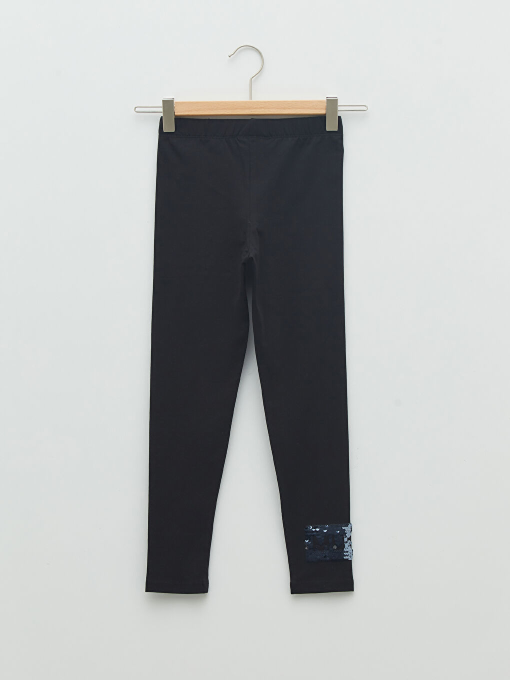 Siyah Beli Lastikli Baskılı Pamuklu Kız Çocuk Uzun Tayt-1